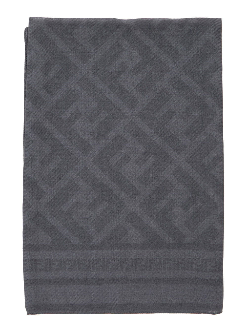 FENDI Fendi Men Gray Scarf With Ff Motif All-Over In Blend Wool And Silk Men