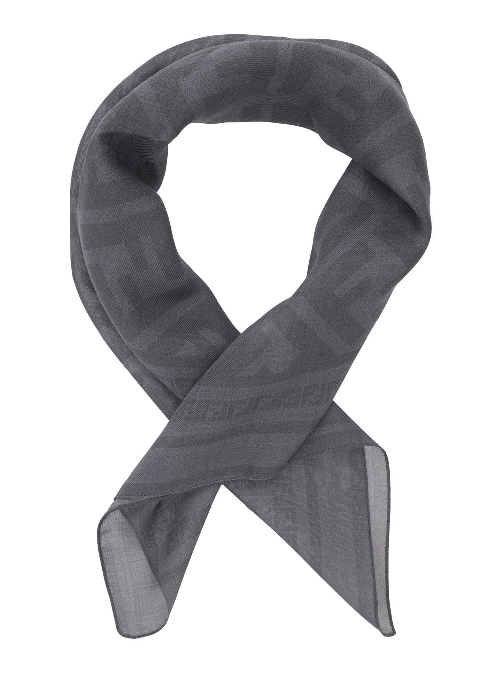 FENDI Fendi Men Gray Scarf With Ff Motif All-Over In Blend Wool And Silk Men