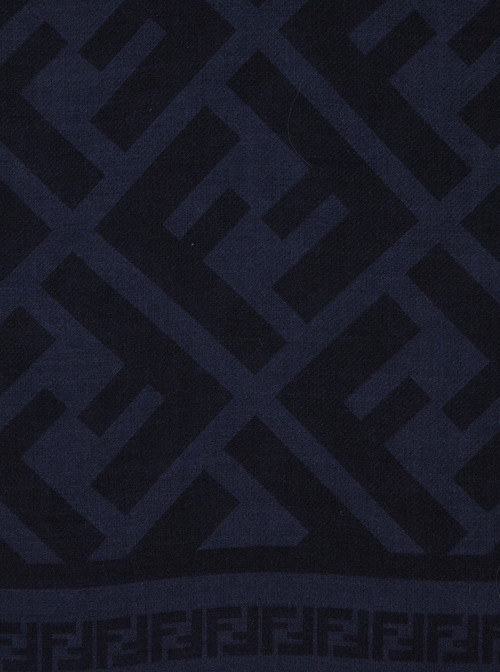 Fendi Men Blue Scarf With Ff Motif All-Over In Wool And Silk Blend For Men