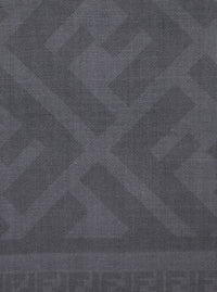 FENDI Fendi Men Gray Scarf With Ff Motif All-Over In Blend Wool And Silk Men