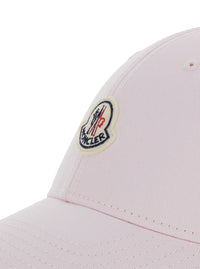 Moncler Women Women's Pink Cotton 'Cap' Baseball Hat With Front Logo Patch