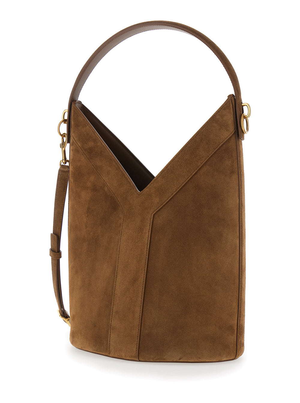 SAINT LAURENT Saint Laurent Women Handbag 'Ysl Bo Y Long Bucket' With Brown Suede Leather Handle For Women