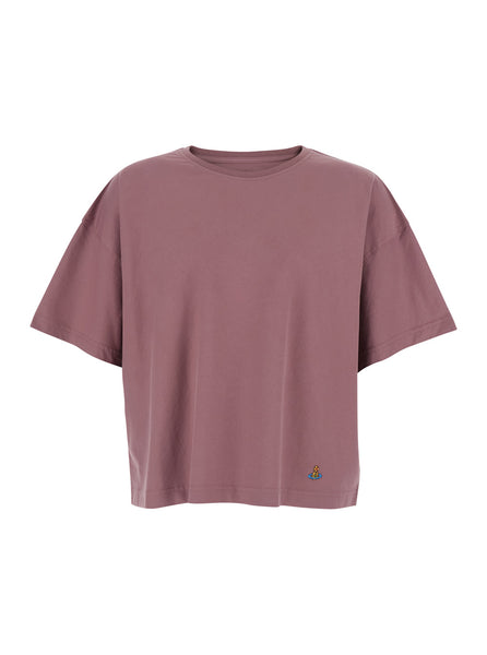 Vivienne Westwood Men Pink Crew Neck T-Shirt With Orb Logo Detail