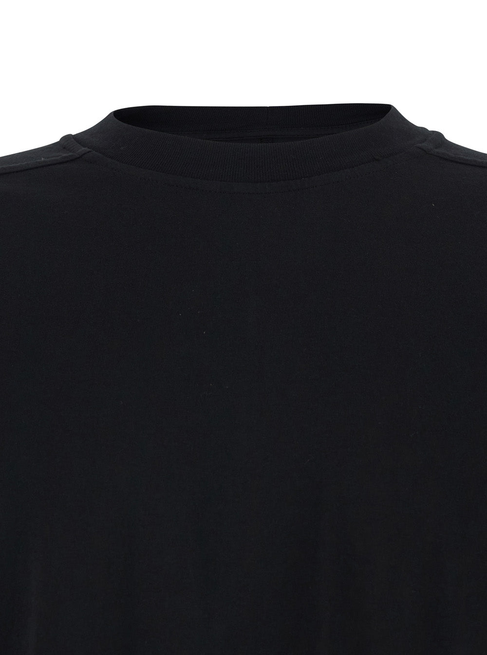 Drkshdw Men Black Cotton Crew Neck T-Shirt With Raised Collar