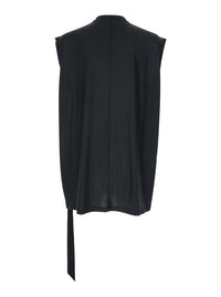 Drkshdw Men Black Crew Neck T-Shirt With Raised Collar In Tech Fabric For Men