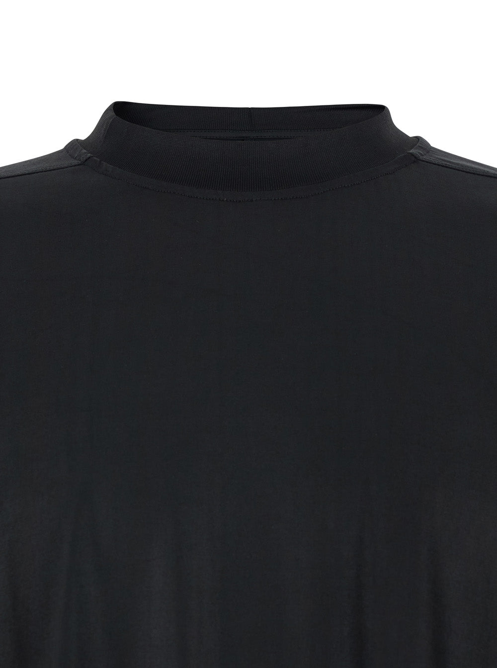 Drkshdw Men Black Crew Neck T-Shirt With Raised Collar In Tech Fabric For Men