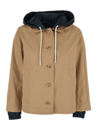 Herno Women Reversible Brown Cotton Jacket With Hood For Women