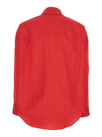 Leplain Women Shirt 'Popeline Shirt' With Classic Collar And Long Sleeves In Red Cotton For Men