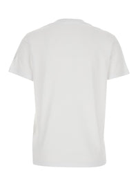 Moncler Women White Crew Neck T-Shirt With Logo Print On The Front In Cotton For Women