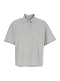 Saint Laurent Women Grey Short Sleeve Polo In Cotton Man