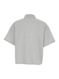 Saint Laurent Women Grey Short Sleeve Polo In Cotton Man