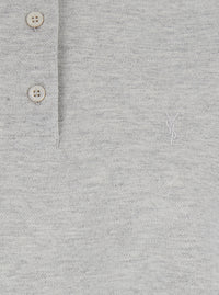 Saint Laurent Women Grey Short Sleeve Polo In Cotton Man