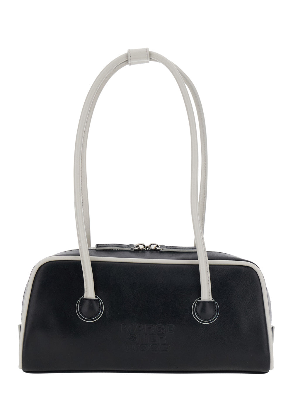 MARGESHERWOOD Margesherwood Women 'Baguette' Black Shoulder Bag With Logo Lettering On The Front In Leather For Women