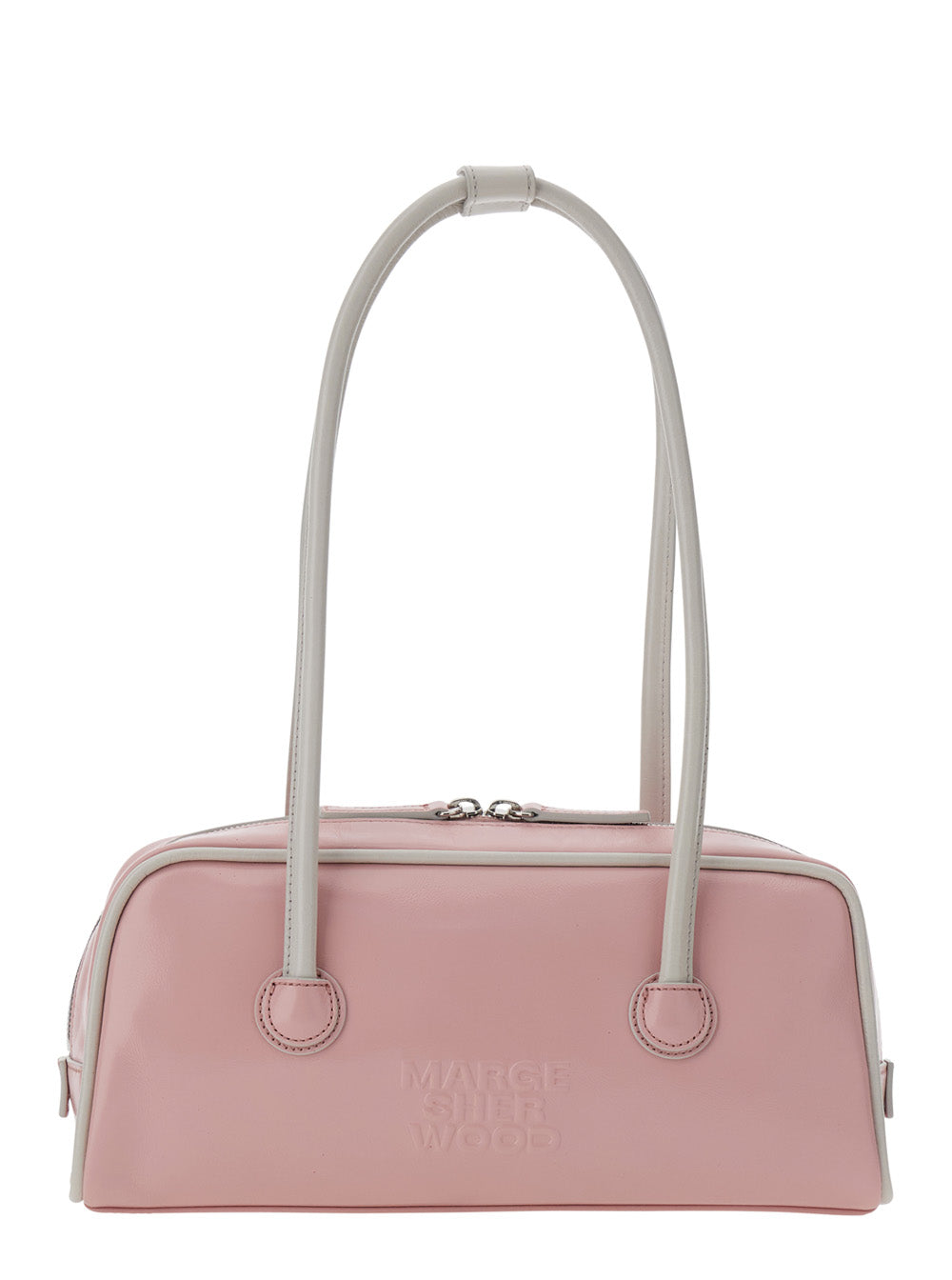 MARGESHERWOOD Margesherwood Women 'Baguette' Pink Shoulder Bag With Logo Lettering On The Front In Leather For Women