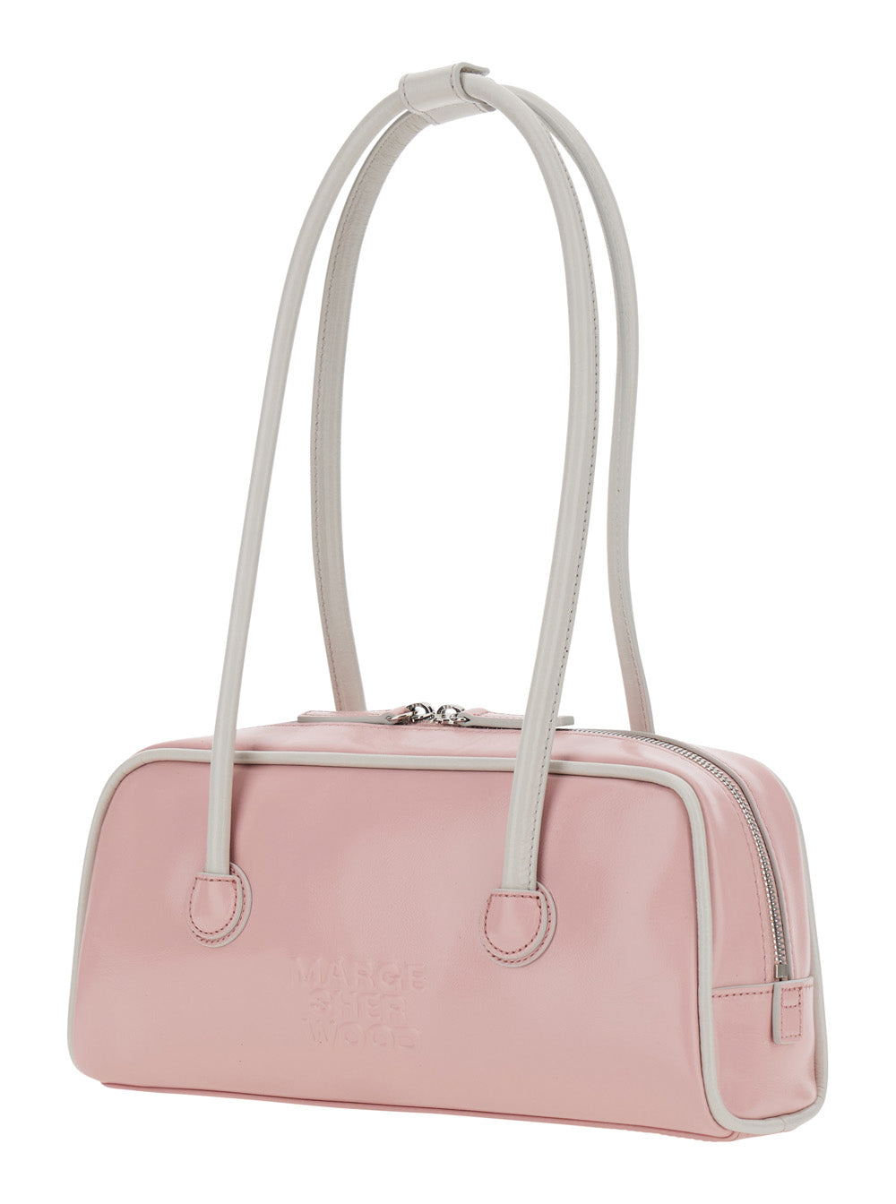 MARGESHERWOOD Margesherwood Women 'Baguette' Pink Shoulder Bag With Logo Lettering On The Front In Leather For Women