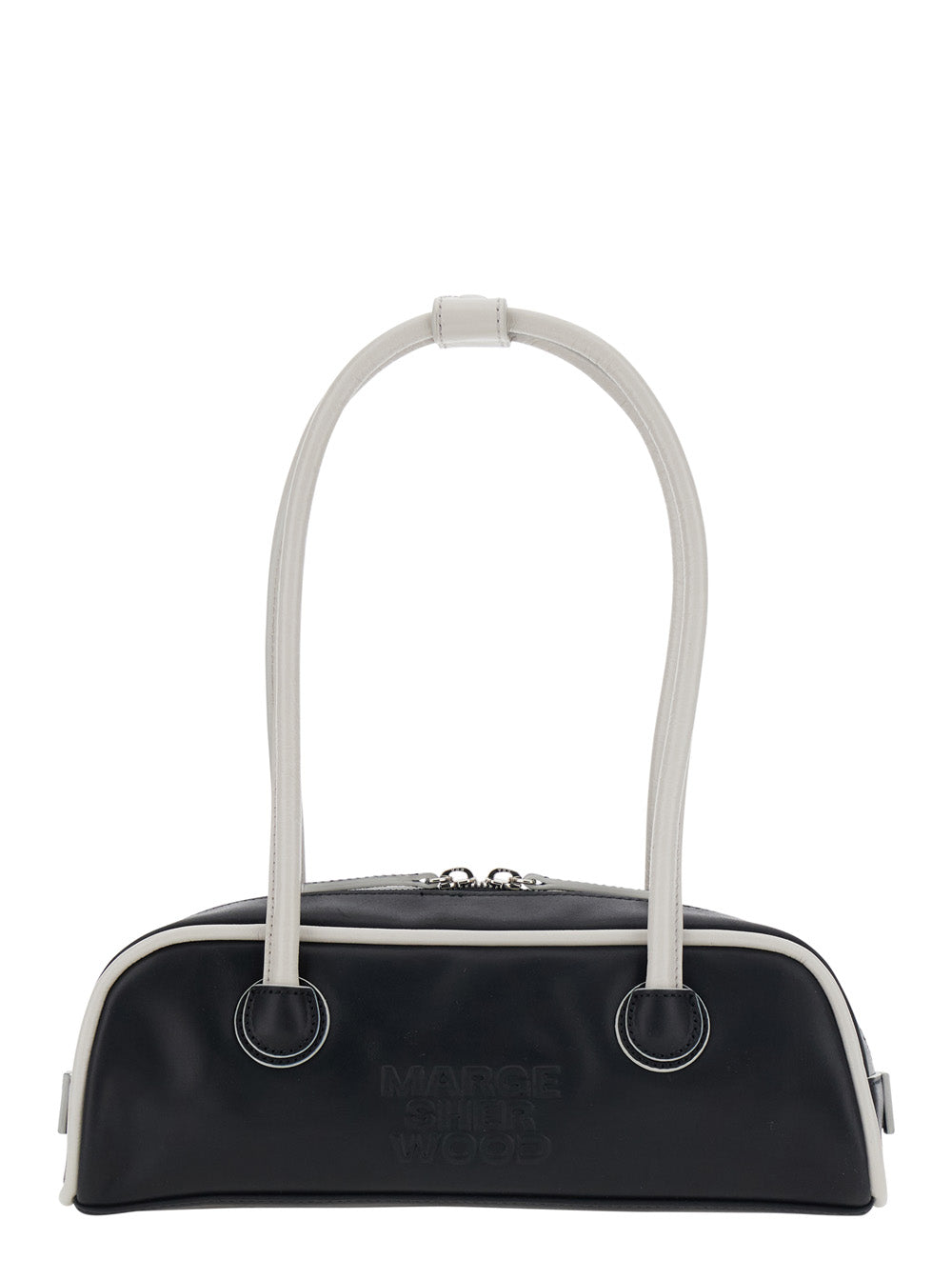 MARGESHERWOOD Margesherwood Women 'Soft Baguette' Black Mini Shoulder Bag With Logo Lettering On The Front In Leather For Women
