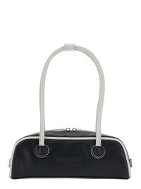 MARGESHERWOOD Margesherwood Women 'Soft Baguette' Black Mini Shoulder Bag With Logo Lettering On The Front In Leather For Women