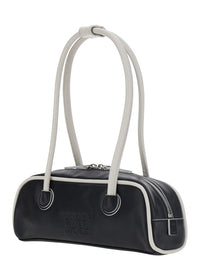 MARGESHERWOOD Margesherwood Women 'Soft Baguette' Black Mini Shoulder Bag With Logo Lettering On The Front In Leather For Women