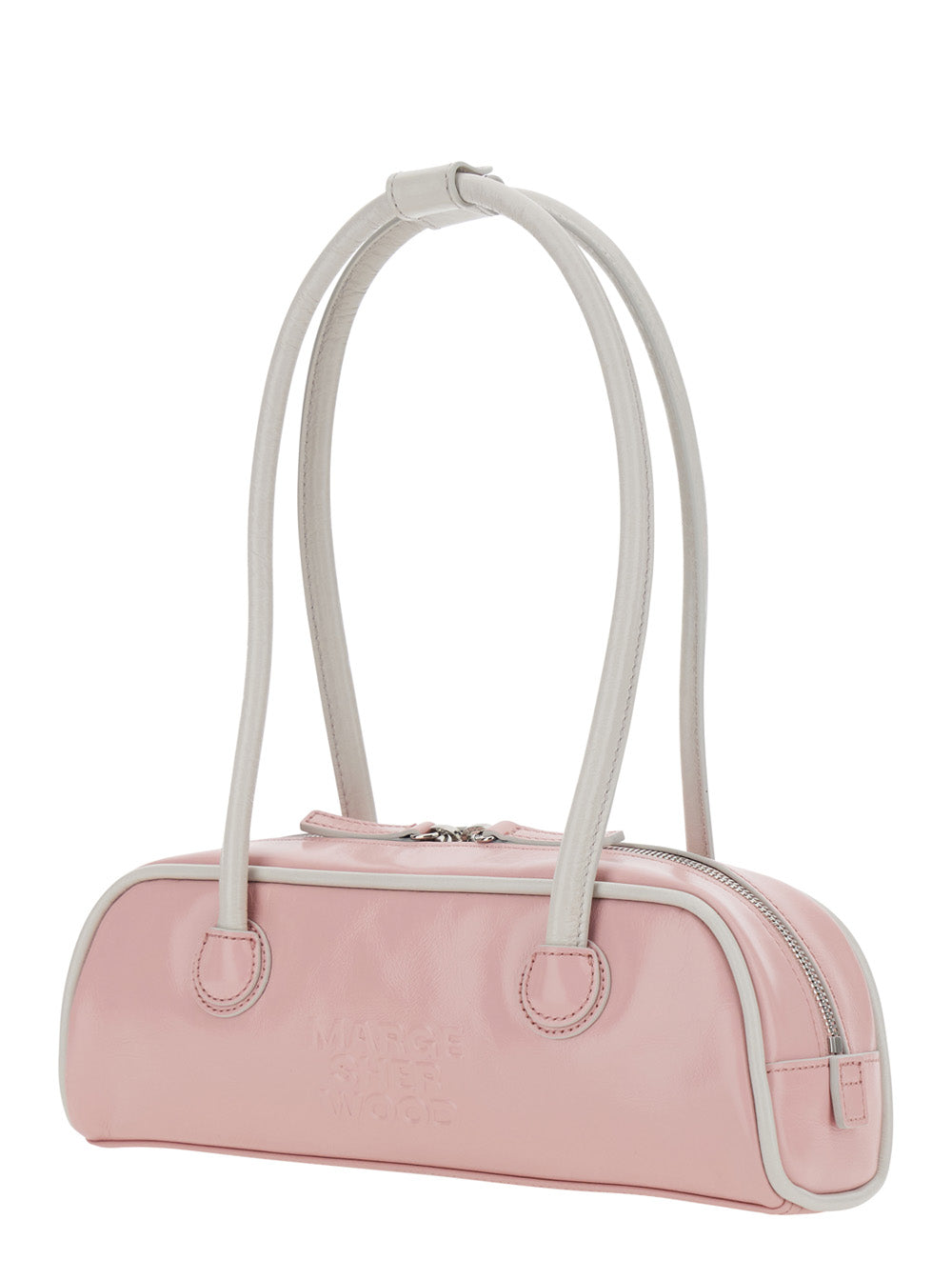 MARGESHERWOOD Margesherwood Women 'Soft Baguette' Pink Mini Shoulder Bag With Logo Lettering On The Front In Leather For Women