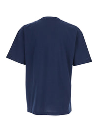 Saint Laurent Men Blue T-Shirt With Round Neck And Short Sleeves In Cotton For Men