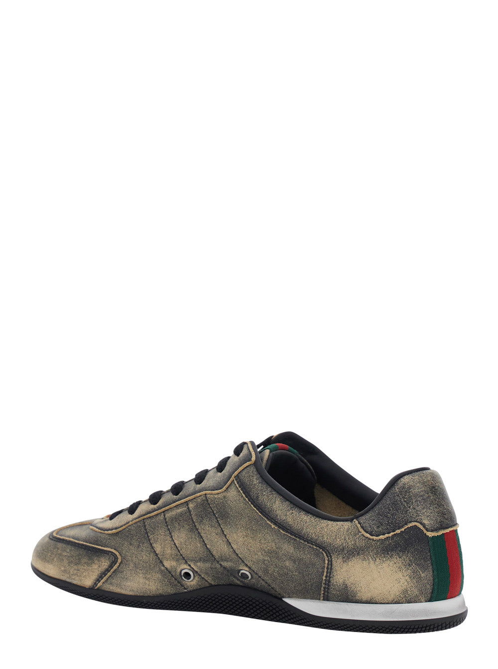 Gucci Women 'Elan' Black Low Top Sneakers With Web Detail On Tongue And Heel In Suede For Women