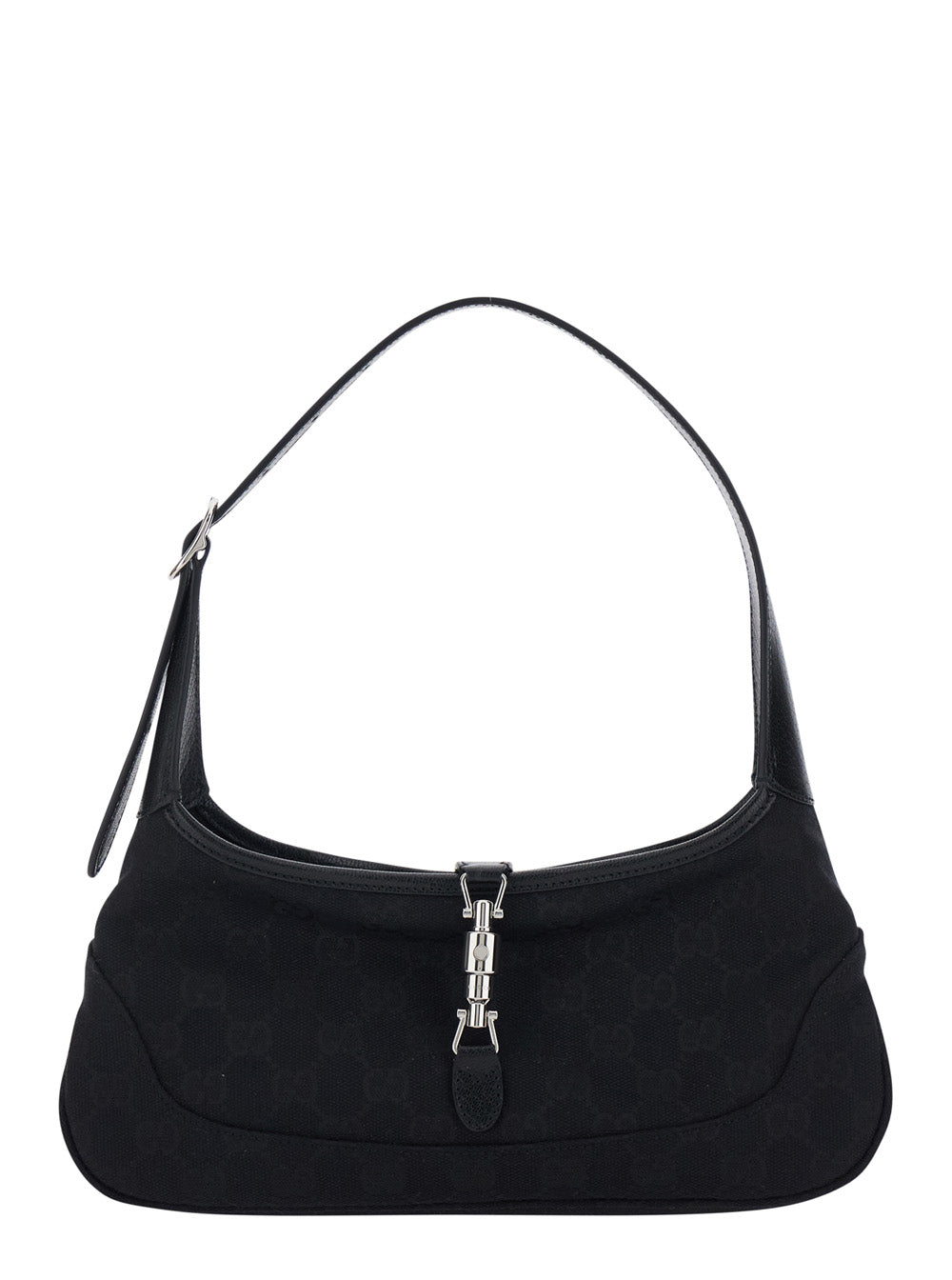 Gucci Women Shoulder Bag 'Jackie' With Strap And Front Closure In Black Gg Fabric For Women