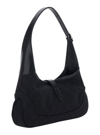 Gucci Women Shoulder Bag 'Jackie' With Strap And Front Closure In Black Gg Fabric For Women