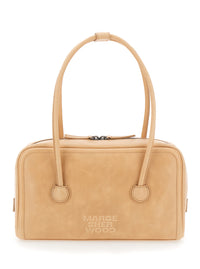 MARGESHERWOOD Margesherwood Women 'Soft Boston' Beige Small Shoulder Bag With Logo Lettering On The Front In Leather For Women