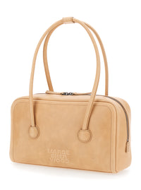MARGESHERWOOD Margesherwood Women 'Soft Boston' Beige Small Shoulder Bag With Logo Lettering On The Front In Leather For Women