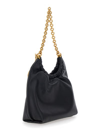 MICHAEL MICHAEL KORS Michael Michael Kors Women 'Indie Small' Black Shoulder Bag With Chain Strap And Logo Plate On The Front In Leather Women