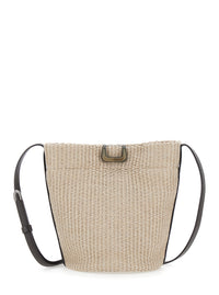 BRUNELLO CUCINELLI Brunello Cucinelli Women Beige Shoulder Bag With Plate On The Front In Raffia For Women