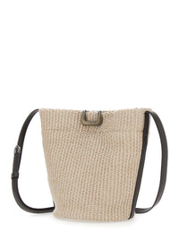 BRUNELLO CUCINELLI Brunello Cucinelli Women Beige Shoulder Bag With Plate On The Front In Raffia For Women
