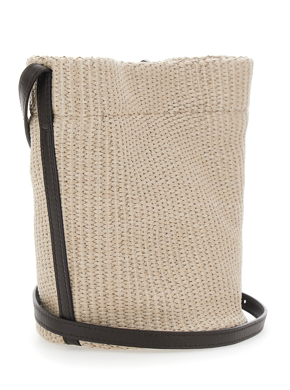 BRUNELLO CUCINELLI Brunello Cucinelli Women Beige Shoulder Bag With Plate On The Front In Raffia For Women