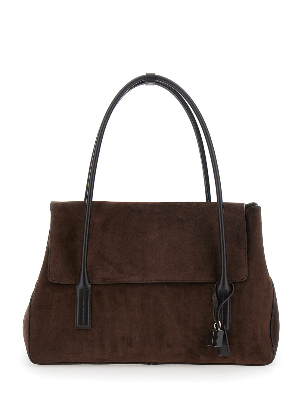 TOM FORD Tom Ford Women Brown Large Shoulder Bag With Padlock Details On The Front In Suede Woman