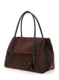 TOM FORD Tom Ford Women Brown Large Shoulder Bag With Padlock Details On The Front In Suede Woman