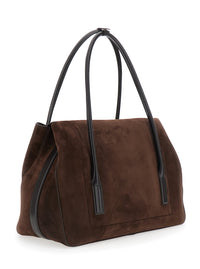 TOM FORD Tom Ford Women Brown Large Shoulder Bag With Padlock Details On The Front In Suede Woman