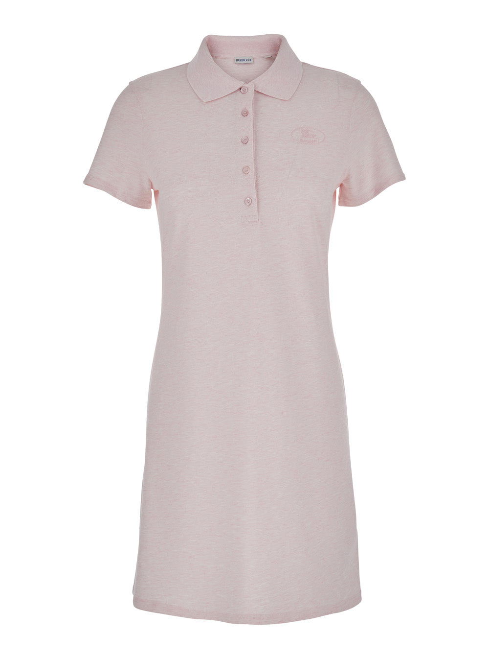 Burberry Women Pink Dress With Polo Collar And Front Logo In Cotton For Women