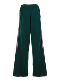 Gucci Women Green Pants With Stripe Details In Tech Fabric For Women