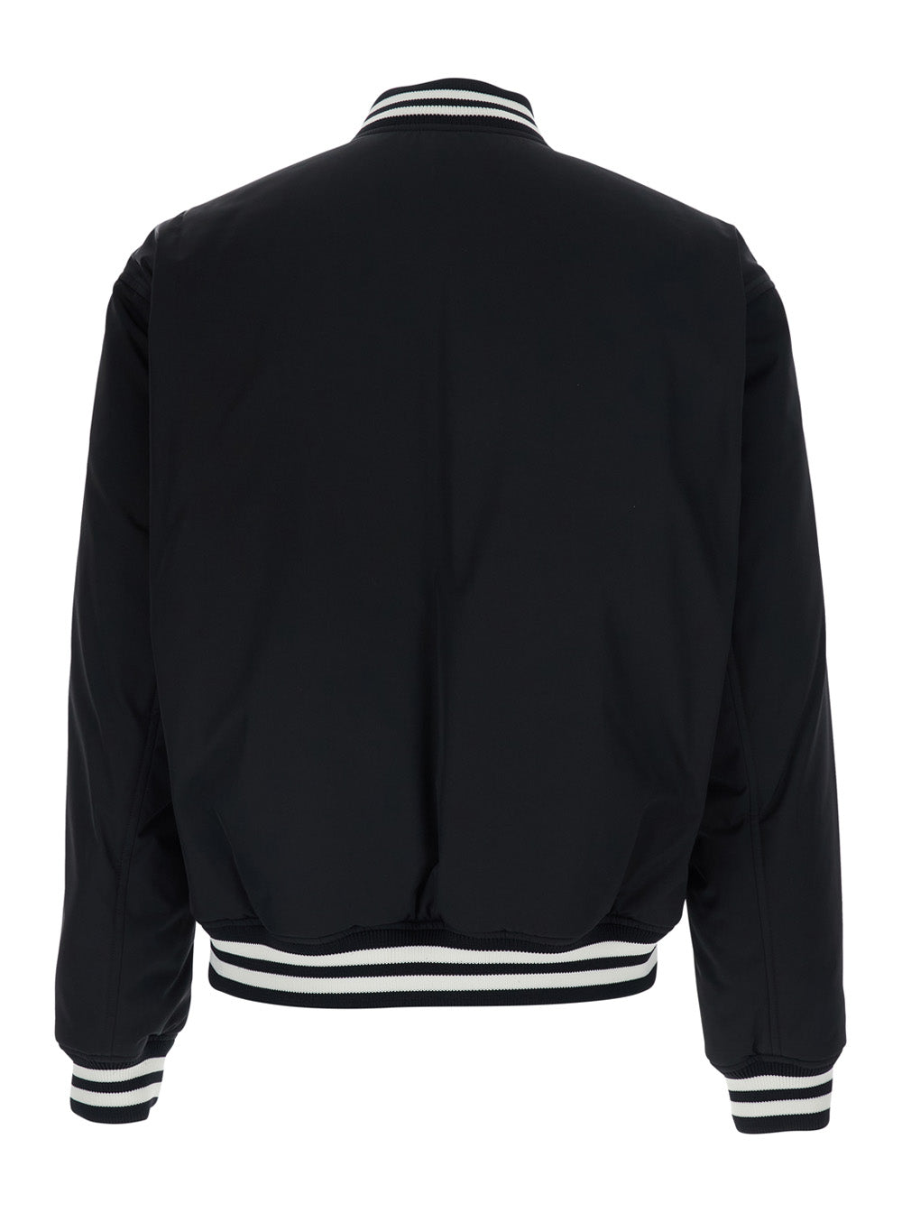 Gucci Men Black Reversible Jacket With Contrasting Details And Bomber Collar In Tech Fabric For Men