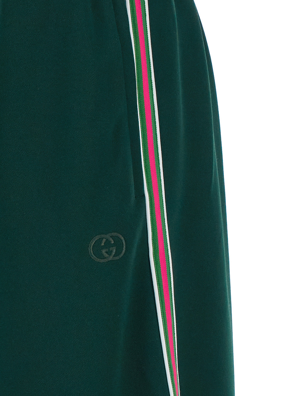 Gucci Women Green Pants With Stripe Details In Tech Fabric For Women