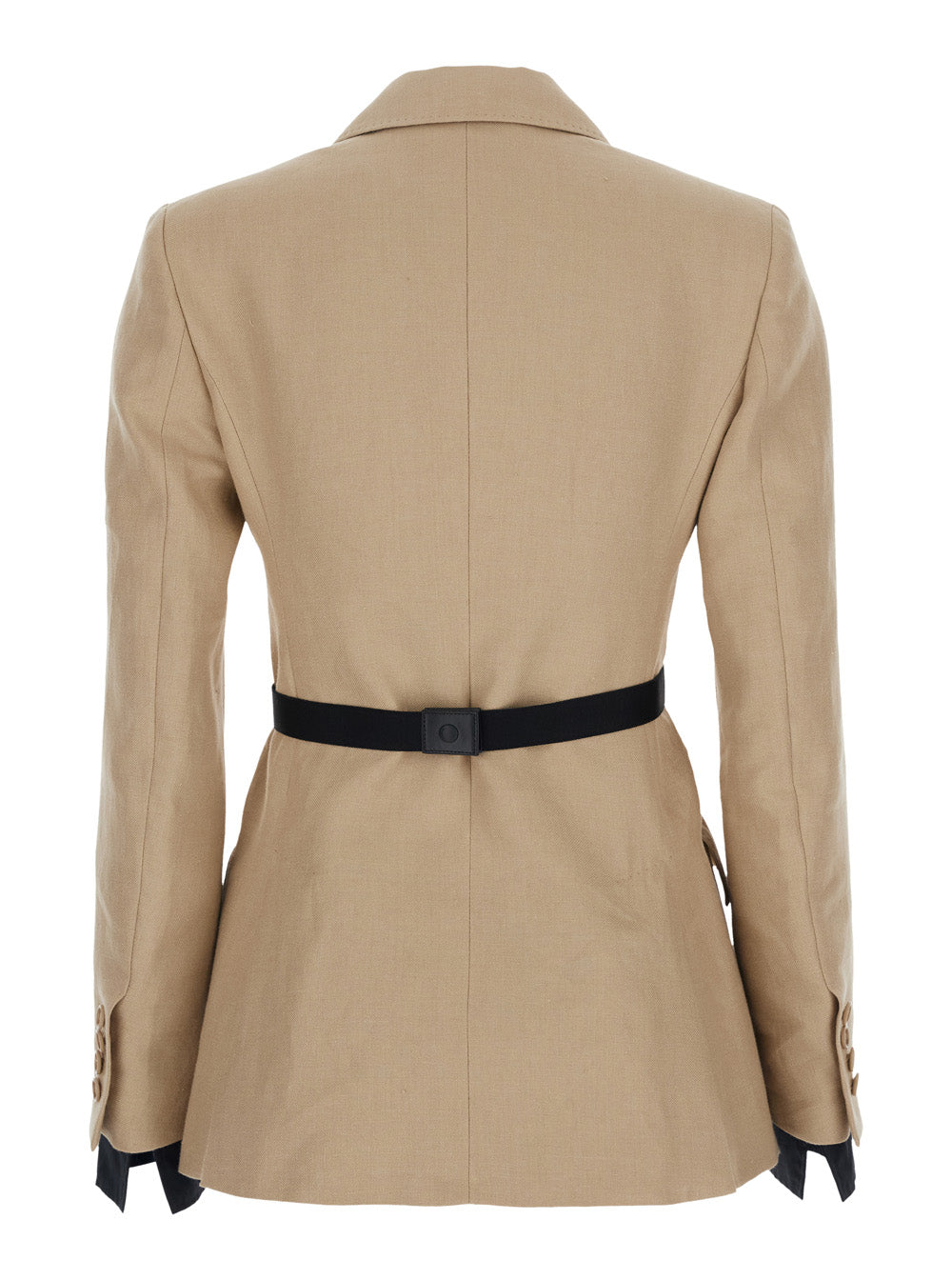 Max Mara Women 'Fionda' Beige Linen Jacket With Notched Revers And Adjustable Waist Belt Woman