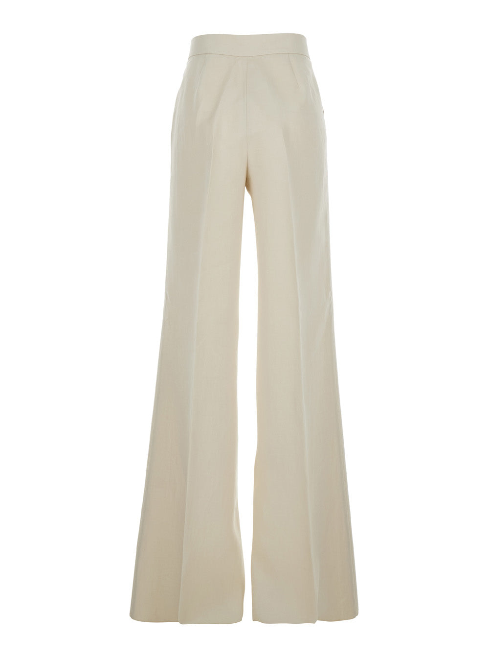 Max Mara Women Beige High-Waisted Linen Pants For Women