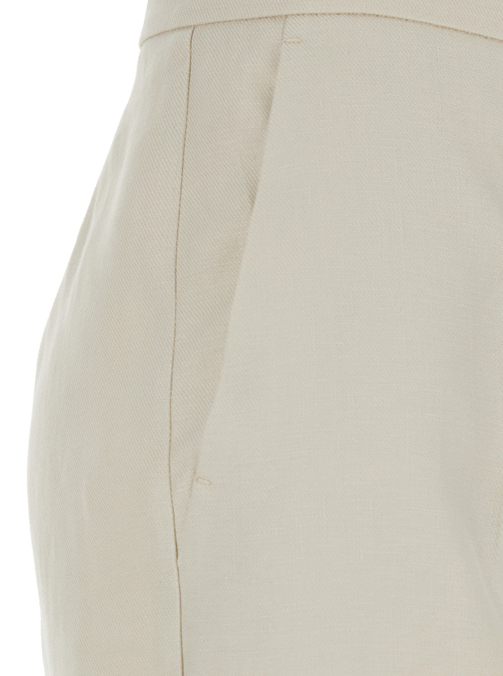Max Mara Women Beige High-Waisted Linen Pants For Women