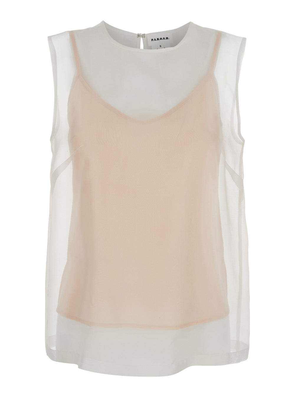 P.A.R.O.S.H. P.A.R.O.S.H. Women White Silk Blouse With Semi-Transparent Design For Women