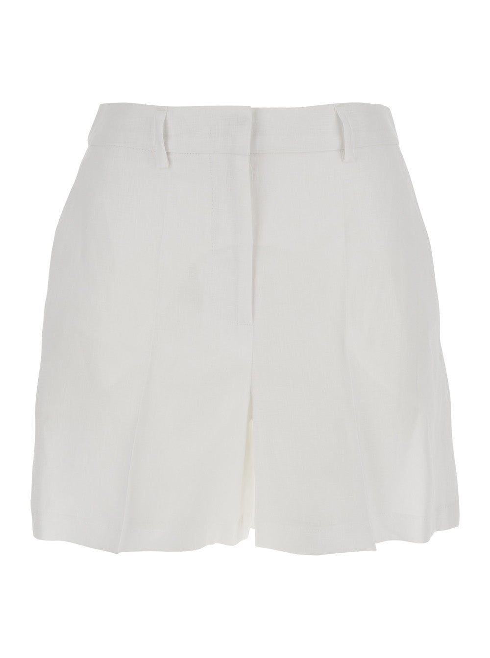 Leplain Women White Linen Shorts With Belt Loops Woman