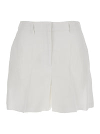 Leplain Women White Linen Shorts With Belt Loops Woman