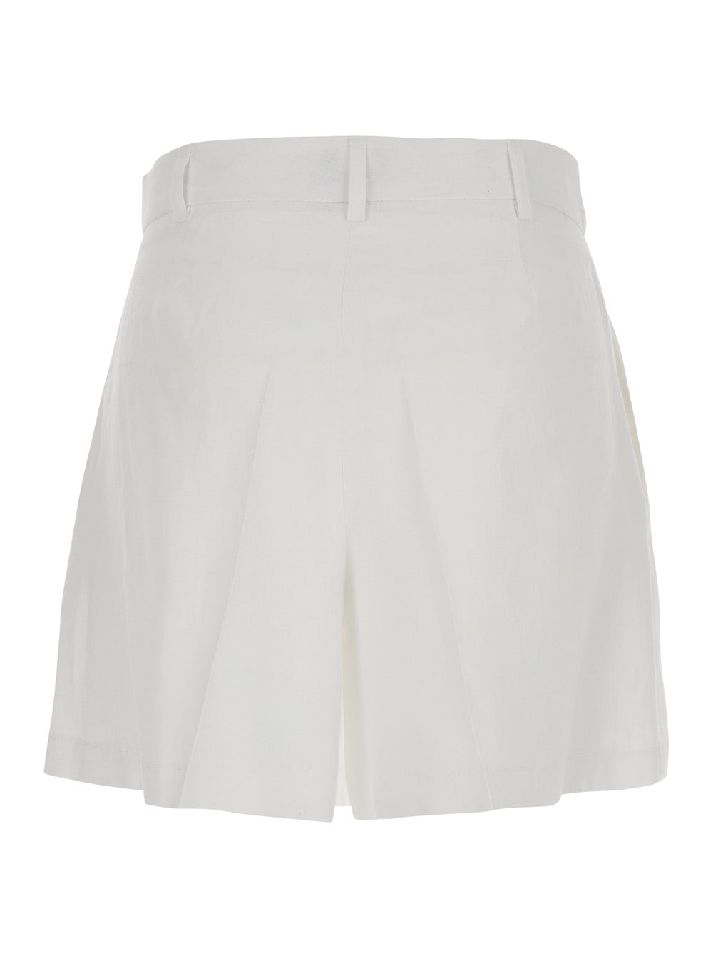 Leplain Women White Linen Shorts With Belt Loops Woman
