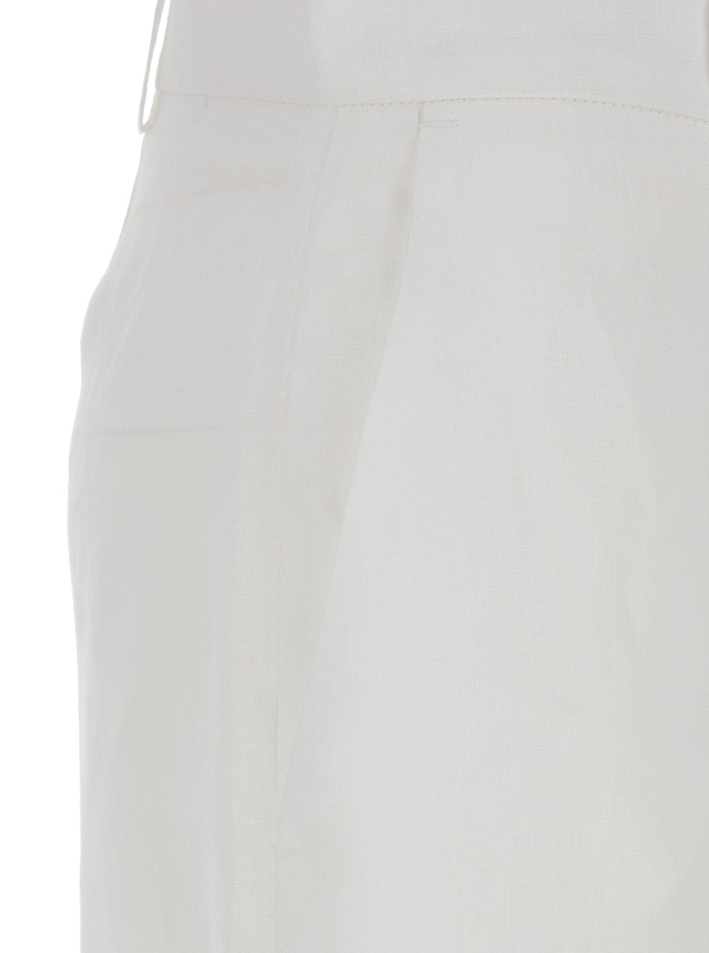 Leplain Women White Linen Shorts With Belt Loops Woman