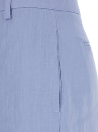 Leplain Women Light-Blue Linen Trousers With Wide Leg Woman