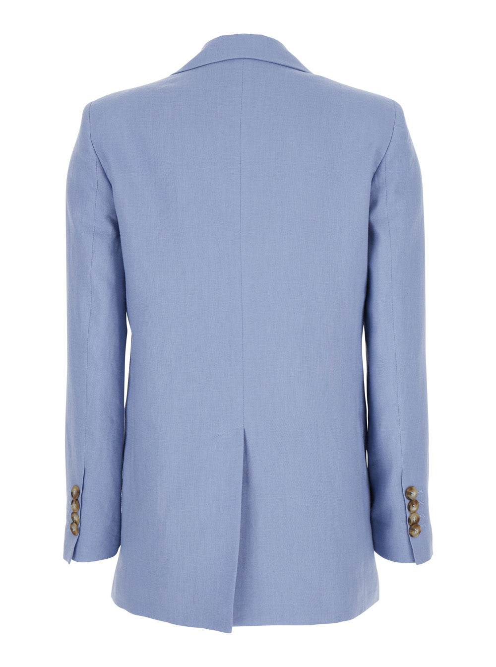 Leplain Women Blue Double-Breasted Jacket With Notched Revers In Linen For Women